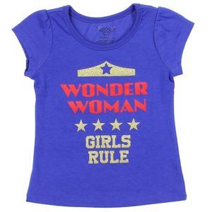 Wonder Woman Tee Toddlers Girls TShirt Blue DC Comics Graphic T Shirt 2T 3T 4T